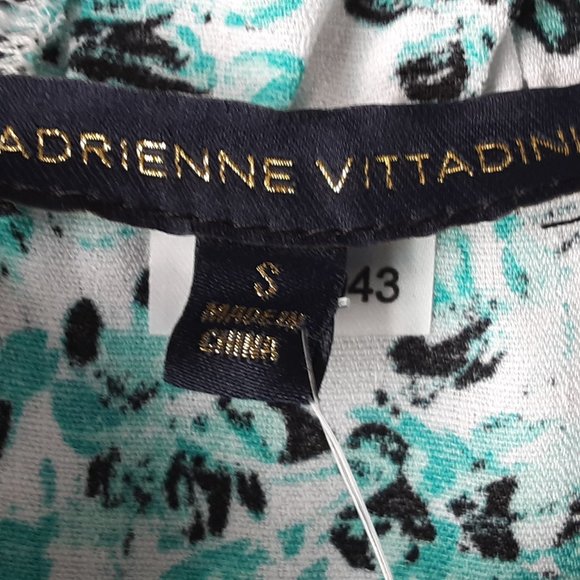 Adrienne Vittadini Short Sleeve Floral Blouse | White Turquoise Black | New! S/M - Picture 13 of 14